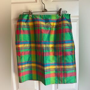 Lauren Ralph Lauren 100% Silk Skirt Vintage 4 Plaid Multicolor